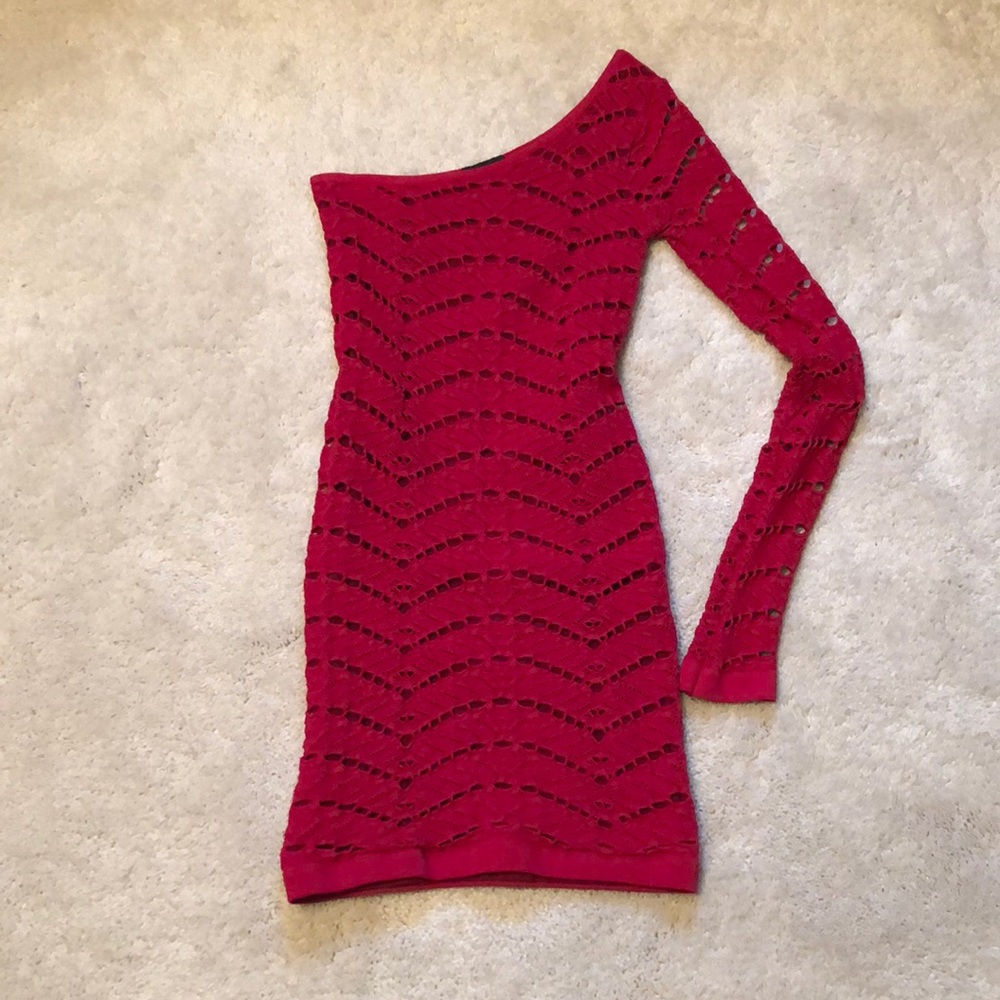 Red Bebe One Shoulder Dress - Gem
